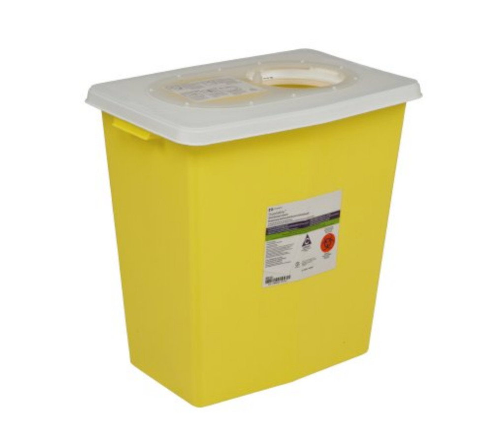 SharpSafety™ Chemotherapy Container, Slide Lid, Yellow, 8 Gallon, 10/CS