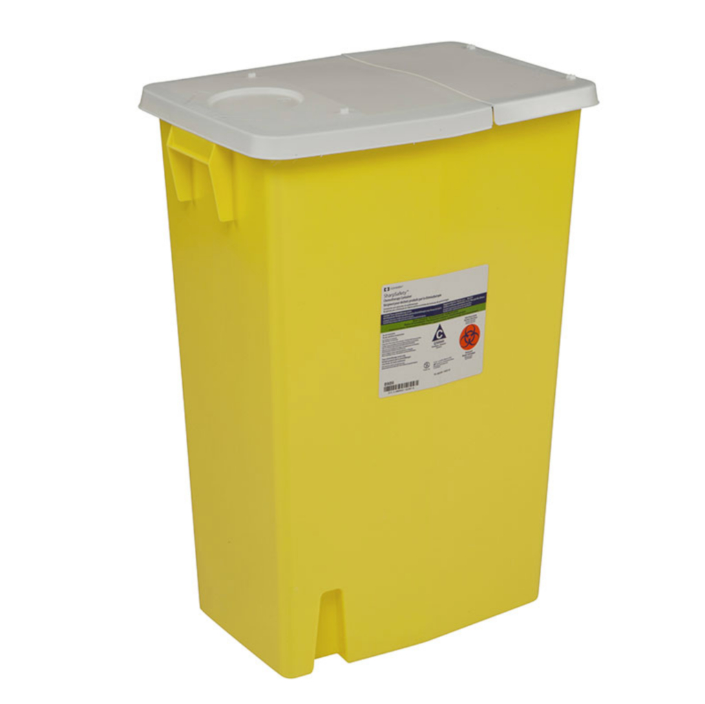 SharpSafety™ Chemotherapy Container, Hinged Lid, Yellow, 18 Gallon, 1/EA, 5/CS
