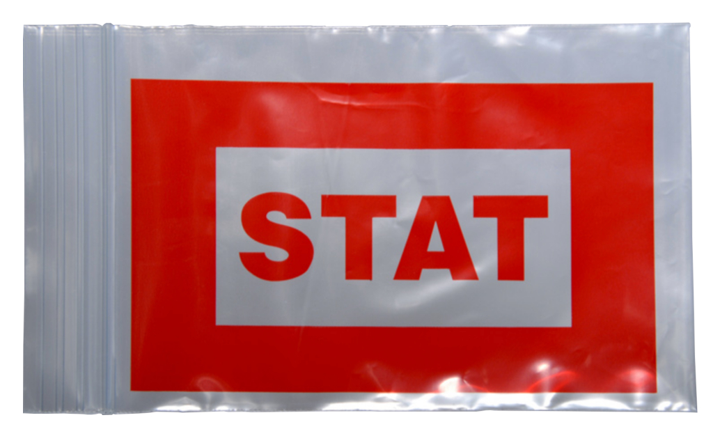 4" x 6" 2 mil Red "STAT" Bag - Zipper Reclosable, 1000/CS