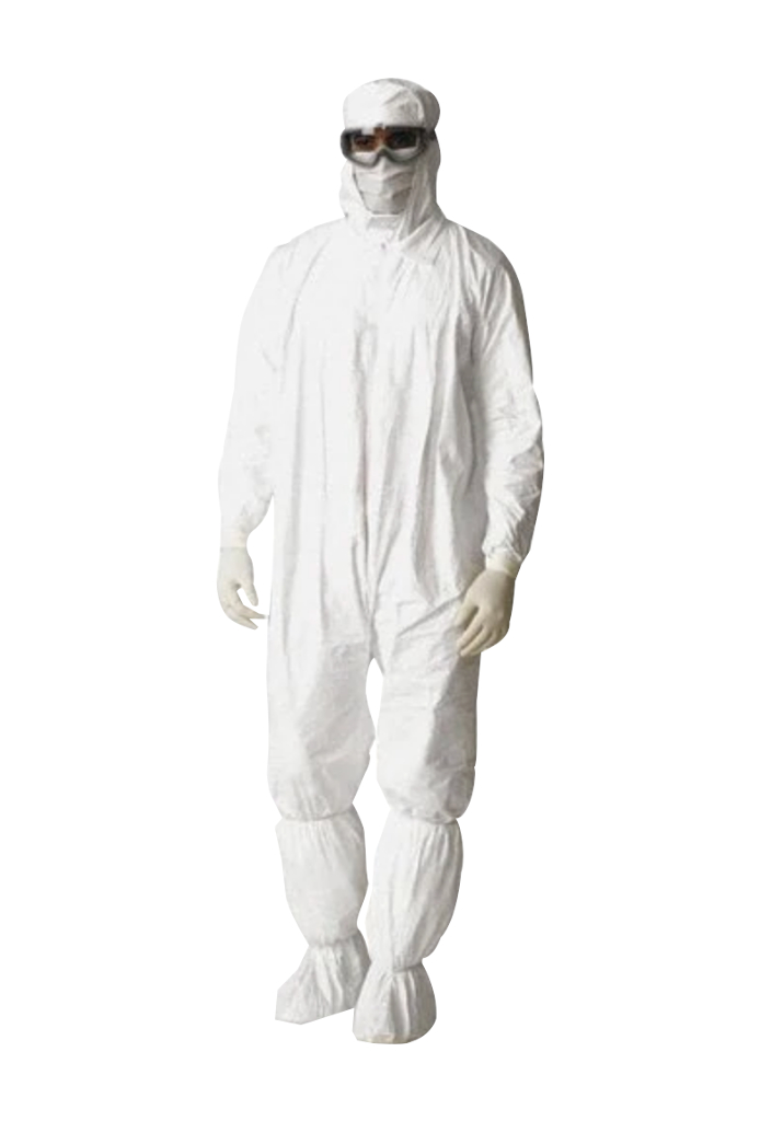 Dupont, Tyvek, IsoClean, Size Medium, White, Coverall, Zipper Front, Hood, Elastic Wrist And Ankle, 