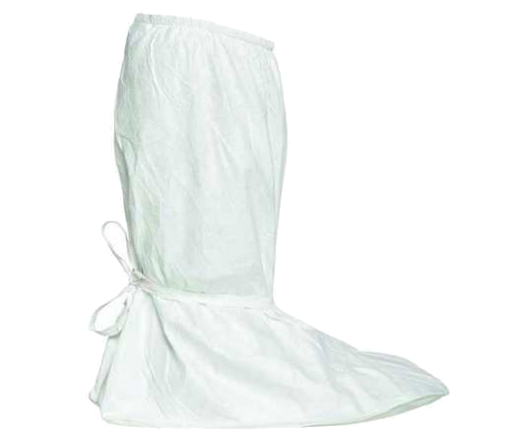 DuPont, Tyvek, IsoClean Boot Cover, Serged Seams, PVC Sole, Covered Elastic Opening, Ties at Ankles,