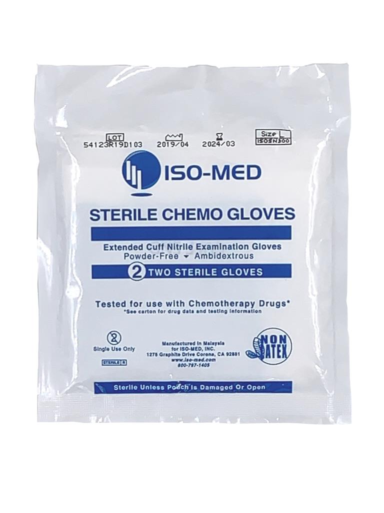 Sterile Chemo 12" Extended Cuff, Powder-Free Nitrile Synthetic Glove - Large,200 Pair/cs,50 Pair/ea