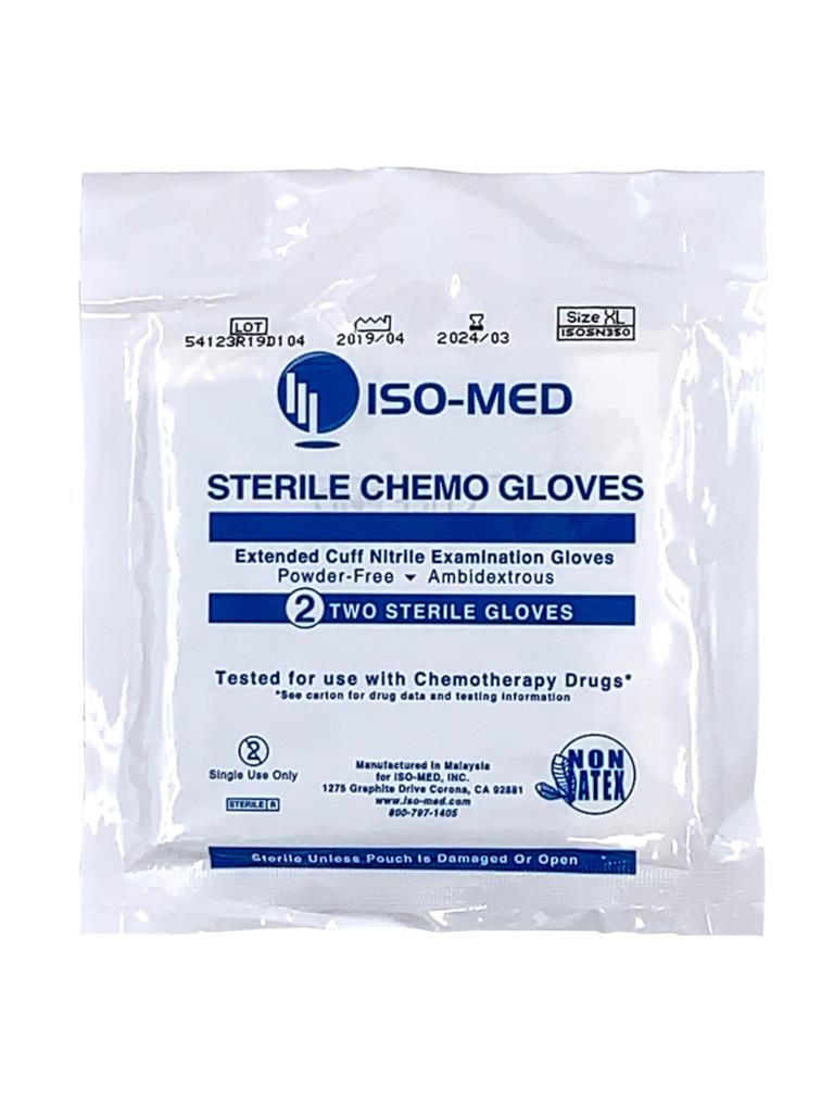 Sterile Chemo 12" Extended Cuff, Powder-Free Nitrile Synthetic Glove - XLarge,200 Pair/cs,50 Pair/ea