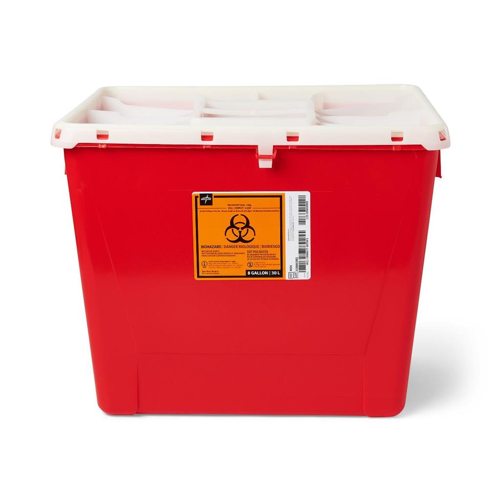 PG-II Flat Sharps Container, Red, 8 gal., 1/EA 9/CS