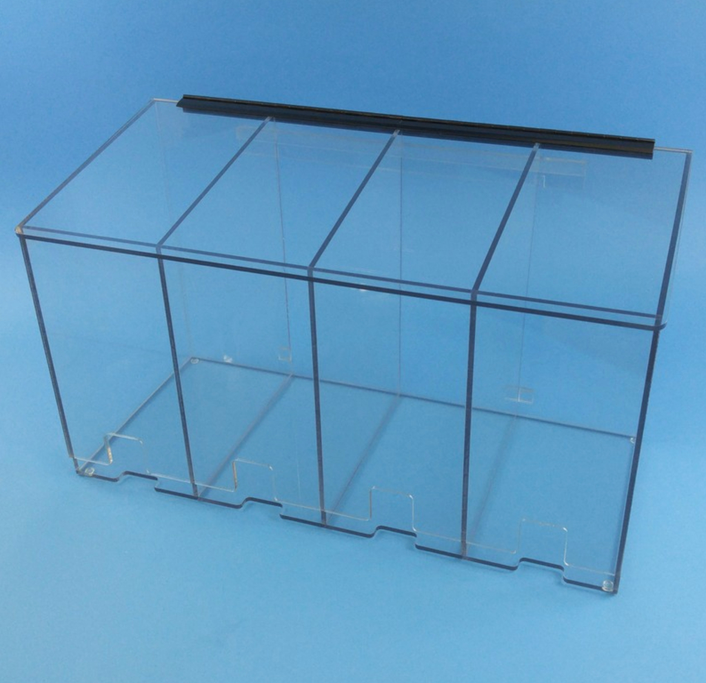 4 Compartment Dispenser for Sterile Gloves, 30"w x 16"h x 12"d, 1/4" Clear PETG material 