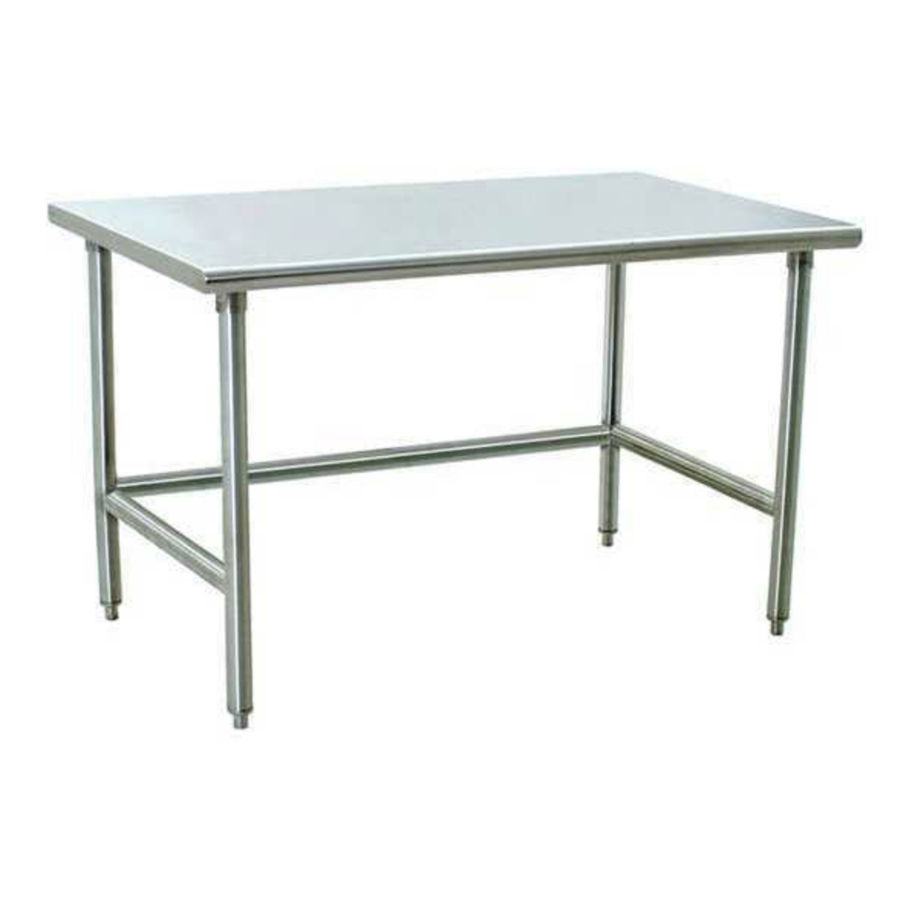 Cleanroom Table with 14/304 Stainless Steel Electropolished Top, Rolled Edge Front & Back, Square Tu