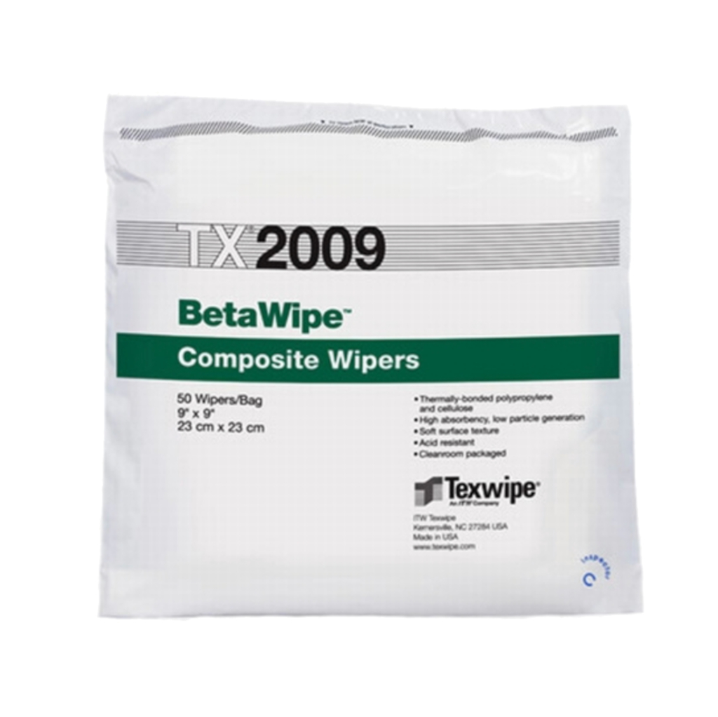 BetaWipe 9" x 9" (23 cm x 23 cm) polypropylene/cellulose composite wipers 100 wipers/bag