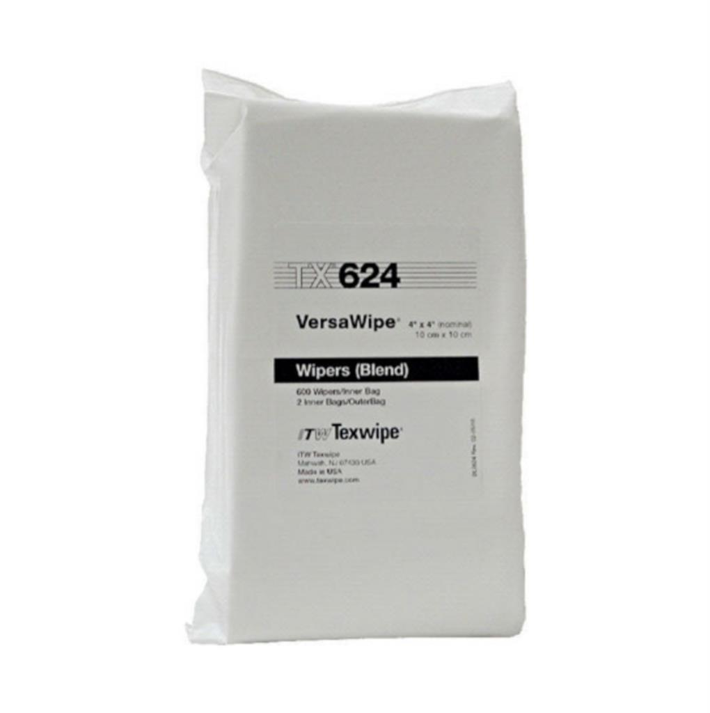 VersaWipe 4" x 4" (10 cm x 10 cm) nonwoven, cellulose/polyester-blend wipers 1,200 wipers/bag