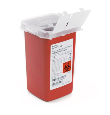 Sharps Container McKesson Prevent® 6-1/4 H X 4-1/4 W X 4-1/4 D Inch 1 Quart Red, 1/EA 80/CS