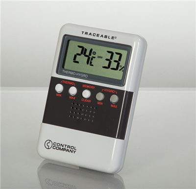 Digital Temperature and Humidity Meter, NIST Certified, 1/EA