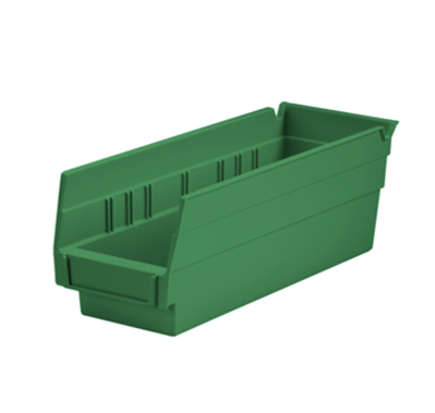 Shelf Bin, 4⅛ x 4 x 11⅝, Green, 1/EA