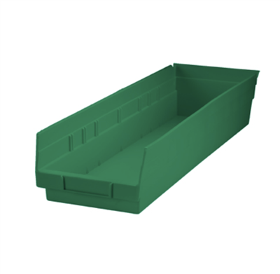 Shelf Bin, 6⅝ x 4 x 23⅝, Green, 1/EA