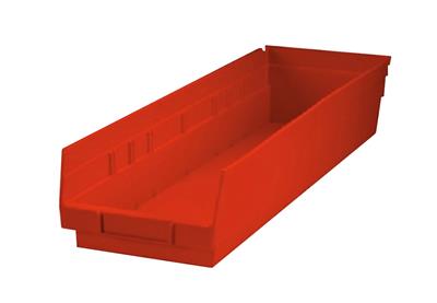 Shelf Bin, 8x4x24, Red 1/EA