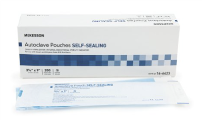 Sterilization Pouch McKesson EO Gas / Steam 3.5 X 9 Inch Transparent Blue / White Self Seal Paper / 