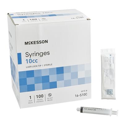 General Purpose Syringe McKesson 10 mL Blister Pack Luer Lock Tip Without Safety, 100/EA, 1200/CS