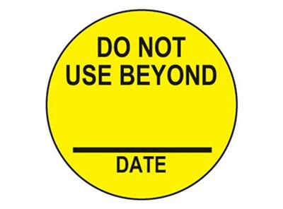 Do Not Use Beyond Labels "Yellow with Black Text" 3/4th Circle, 1000/EA