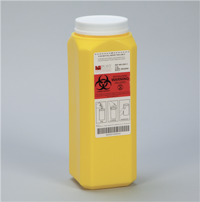 Chemo Waste Container, 2-Quart, 3⅝"W x 915⁄16"H x 3⅝"D