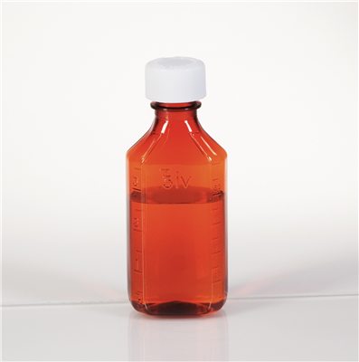 Amber Plastic Oval Medicine Bottles, 4 oz., 100/CS