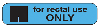 For Rectal Use Only Labels, Labels are Blue with Black text, 1-5/8"Wx3/8"H,, 1000/EA