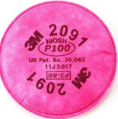 P100 Particulate Filter 2091 By 3M NIOSH Approved 2/EA 100/CS