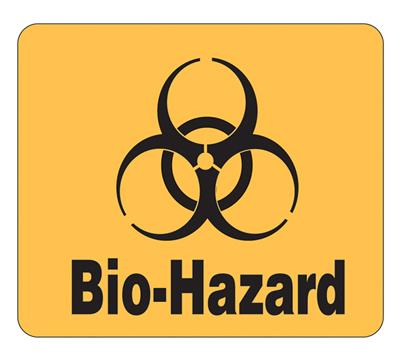 Bio-Hazard Labels, High Visibility Orange with Black text 3½"W x 3"H, 1000/EA