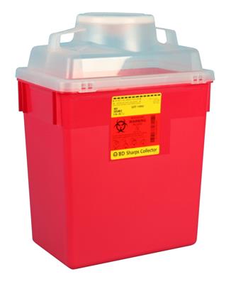 Multi-purpose Sharps Container 1-Piece 17.5H X 12.5W X 8.5D Inch 6 Gallon Red Base Funnel Lid, 12/CS