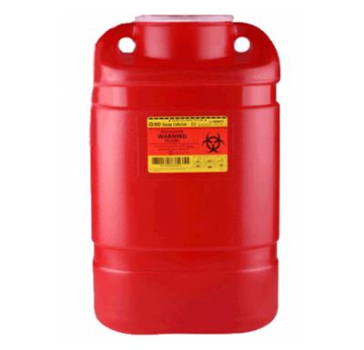 Multi-purpose Sharps Container 1-Piece 18H X 7.5W X 10.5D Inch 5 Gallon Red Base Funnel Lid 8/CS