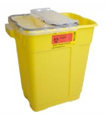 Chemotherapy Sharps Container 2-Piece 26-1/2 H X 19-1/2 W X 14-1/4 D Inch 19 Gallon Yellow Sliding L