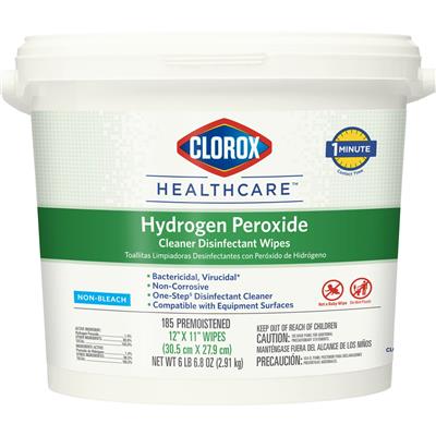 Clorox Healthcare Hydrogen Peroxide Cleaner Disinfectant Wipes, 185/EA, 370/CS