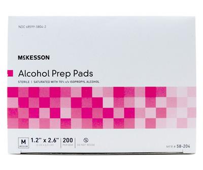 Alcohol Prep Pad McKesson Isopropyl Alcohol, 70% Isopropyl Alcohol, 70% Individual Packet Medium , 1