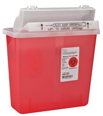 Sharps Container SharpStar-In-Room 1-Piece 5 Quart Translucent Red Horizontal Entry Lid 20/case
