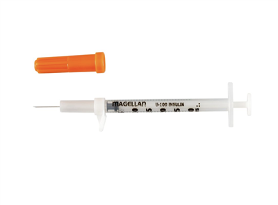 Monoject™ Magellan™ Insulin Safety Syringe with Permanent Needle, 0.3ML, 29GA x 0.5IN, 50/EA, 500/CS