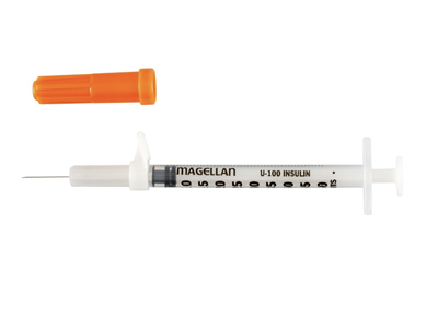 Monoject™ Magellan™ Insulin Safety Syringe with Permanent Needle, 0.5ML, 29GA x 0.5IN, 50/EA, 500/CS