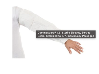 GammaGuard® CE, Sterile Sleeves, Serged Seam, Sterilized to 10-6, Individually Packaged 100PR/CS