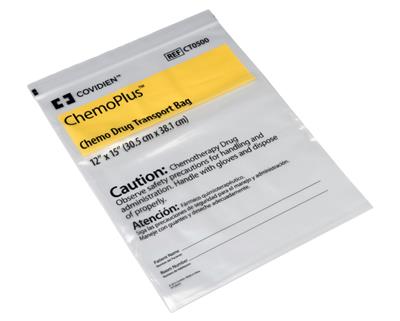 Chemotherapy Drug Transport Bag Ziplock Closure Safelock 12 X 15 Inch White / Yellow Block 250/case