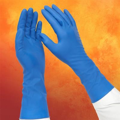 HERO® Disposable Latex Exam Gloves, Powder Free, Blue, 14 mil, Small, 50/bx, 10 bxs/cs 