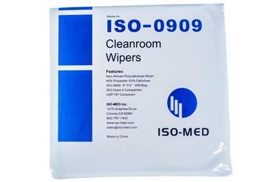 Cleanroom Wipe 9" x 9" Non-Woven Polycellulose Wiper, 50% Poly - 50% Cellulose , Double Bagged 300/b