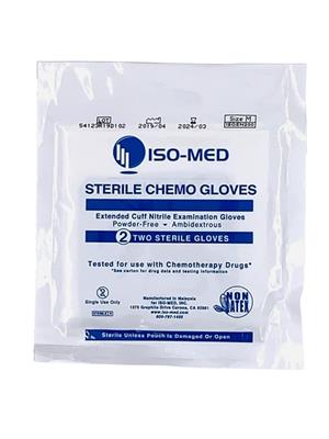 Sterile Chemo 12" Extended Cuff, Powder-Free Nitrile Synthetic Glove - Medium,200 Pair/cs,50 Pair/ea