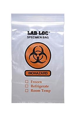 6" x 9" 2 mil Reclosable 3-Wall Specimen Transfer Bag (Biohazard), 1000/CS