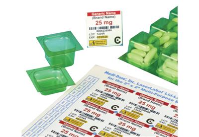 Laser Label Lid Label Covers for MPB - Green Dot (100 Sheets/900 Doses)