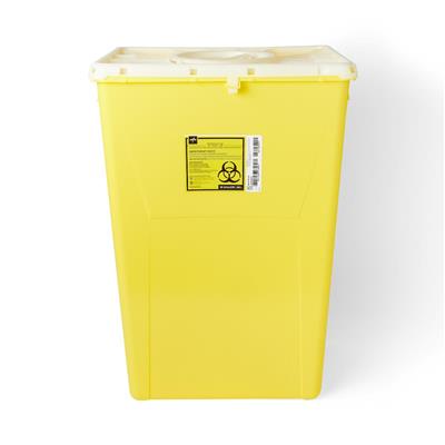 PG-II Flat Sharps Container for Chemotherapy Waste with Port Lid, Yellow, 18 gal., 1/EA 7/CS