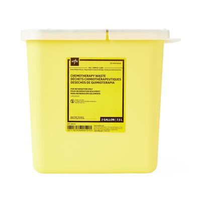 Chemotherapy Waste Container with Hinge Top, Yellow, 2 gal., 1/EA, 20/CS