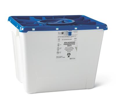 Nonhazardous Pharmaceutical Waste Container with Port Lid, White, 8 gal., 1/EA 9/CS