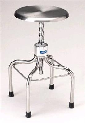 Exam Stool Backless Spin Lift Height Adjustment 4 Casters, 2 Inch Diameter Stainless Steel STOOL, W/