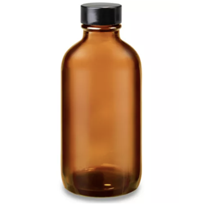 Amber Boston Round Glass Bottles - 4 oz 24/CS