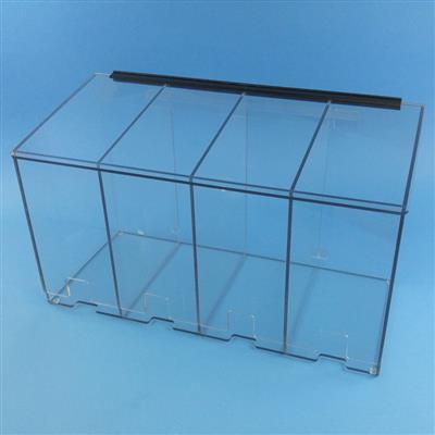 4 Compartment Dispenser for Sterile Gloves, 30"w x 16"h x 12"d, 1/4" Clear PETG material 