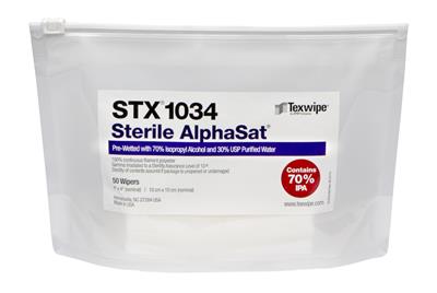 Sterile AlphaSat 4" x 4" wipers pre-wetted with 70% IPA