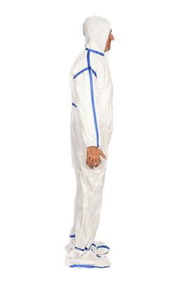 Coverall W/Hood, Attached Laminated Booties, Elastic Wrist/back, Zipper Cover W/Adhesive Strip 20/CS
