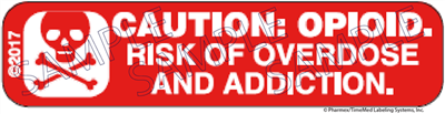 Auxiliary Label - CAUTION: OPIOID Risk of Overdose and Addiction, 1,000 Labels