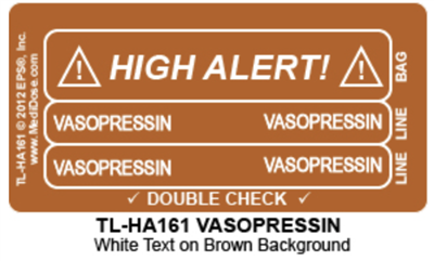 Line Tracing Label - Vasopressin, White Text on Brown Background 1000/Labels/roll